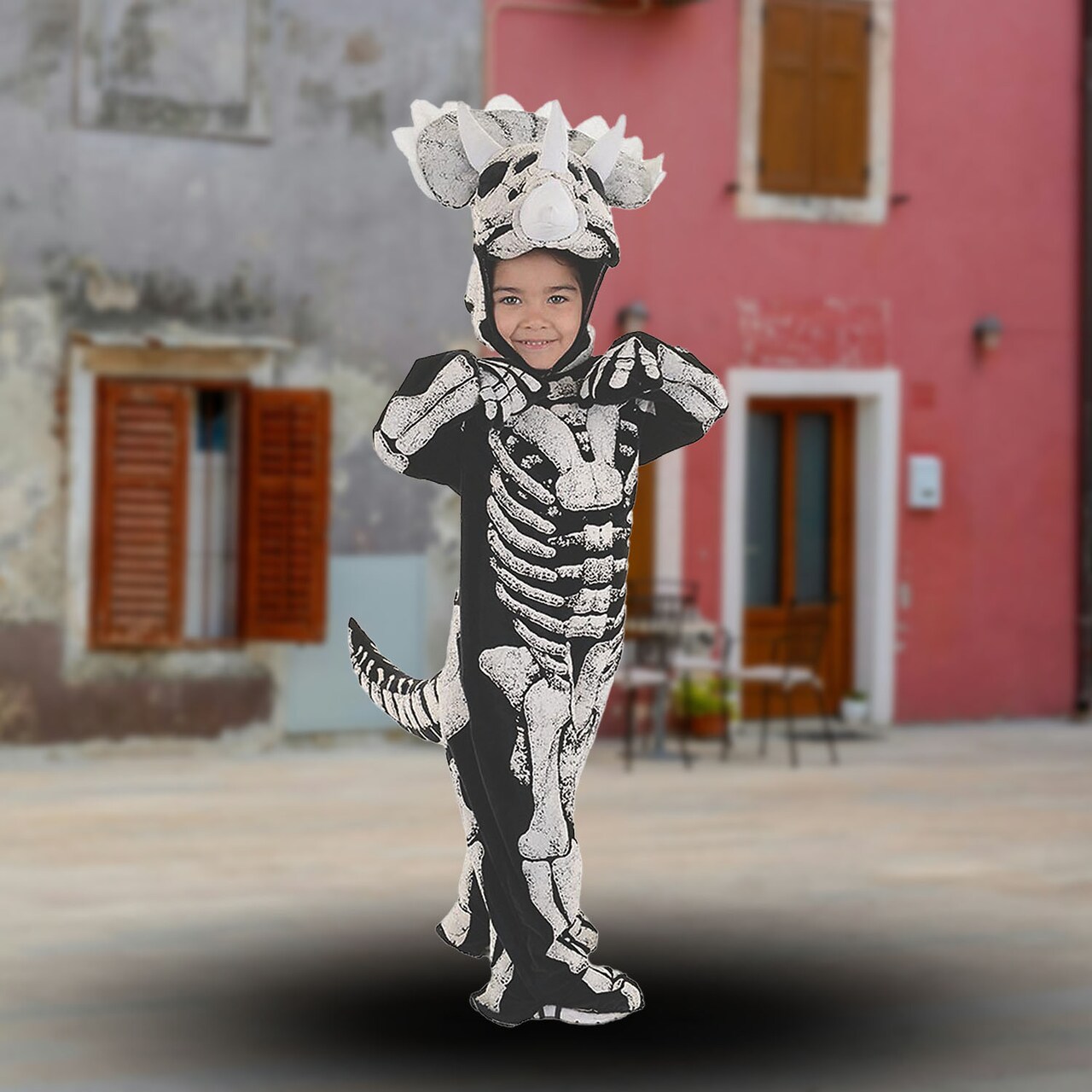 Kids Minecraft Skeleton Costume Gray Jumpsuit with Pixel Chest Plate